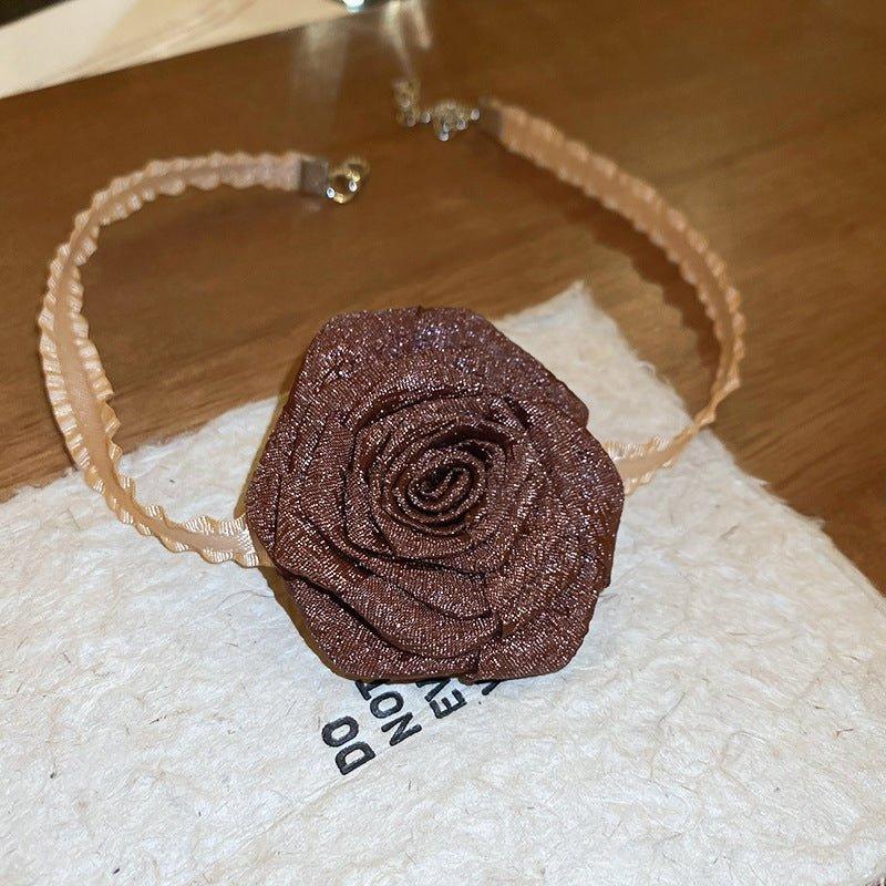 3D Rose Alloy Buckle Necklace - Admiresty