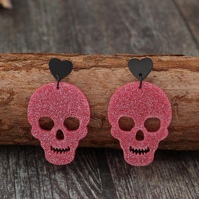 Acrylic Skeleton & Heart Earrings