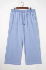 Plus Size Drawstring Wide Leg Jeans