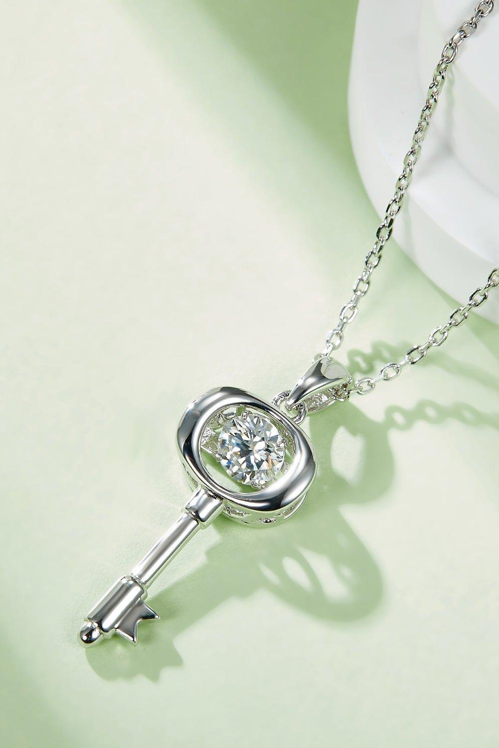 Adored Moissanite Key Pendant Necklace - Admiresty