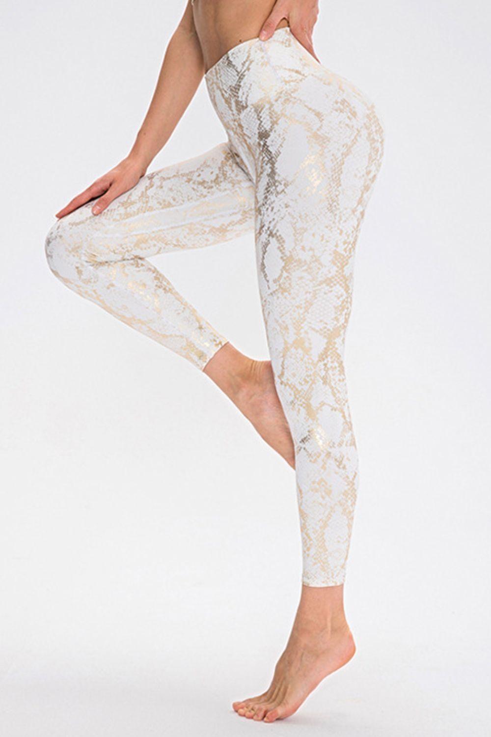 Animal Print Slim Fit Wide Waistband Long Sports Pants - Admiresty