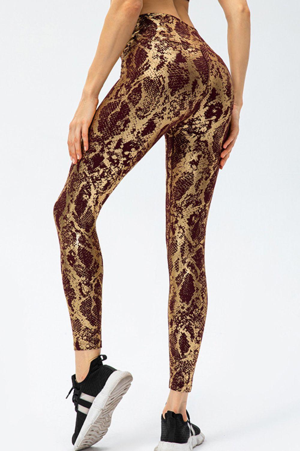 Animal Print Slim Fit Wide Waistband Long Sports Pants - Admiresty