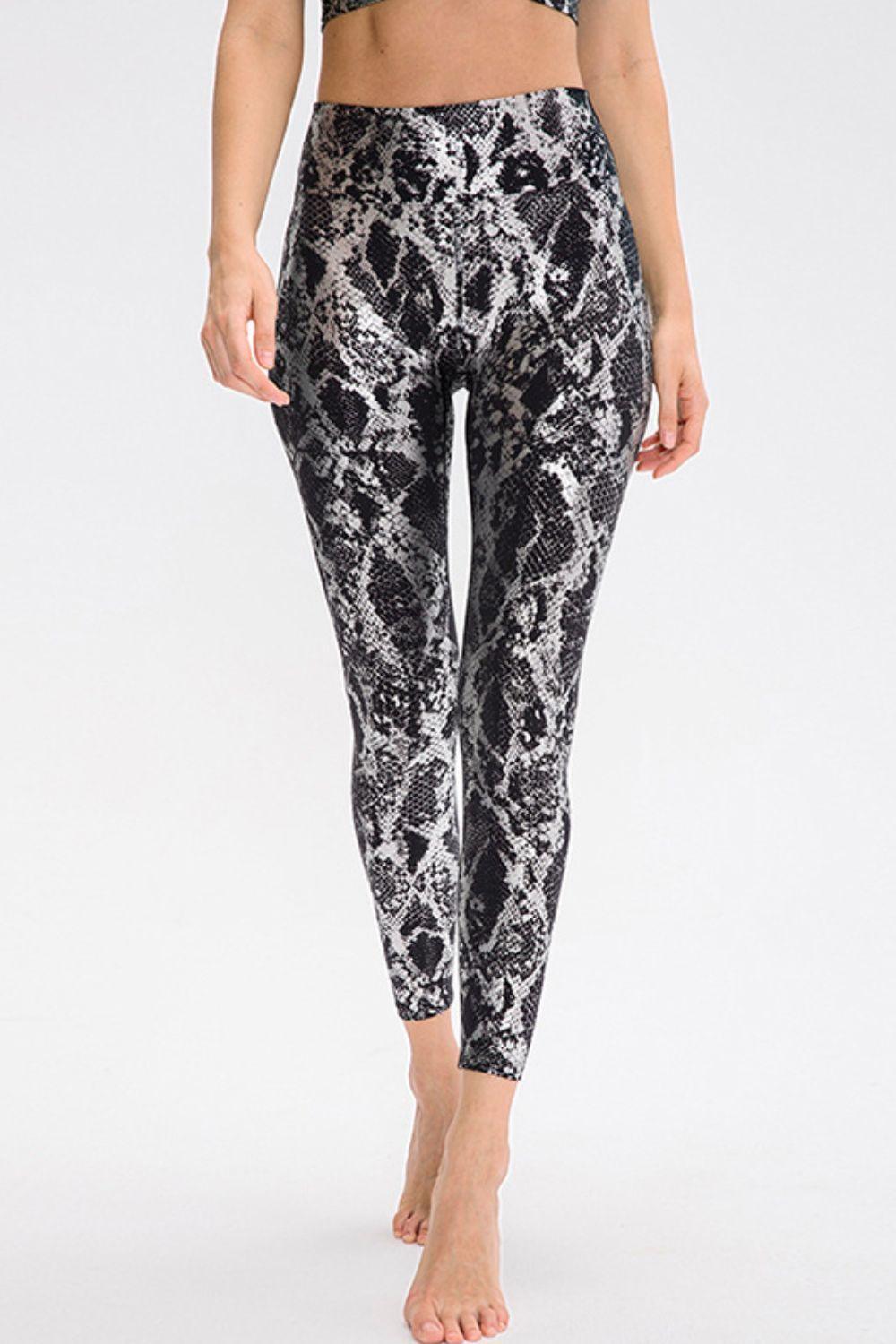 Animal Print Slim Fit Wide Waistband Long Sports Pants - Admiresty