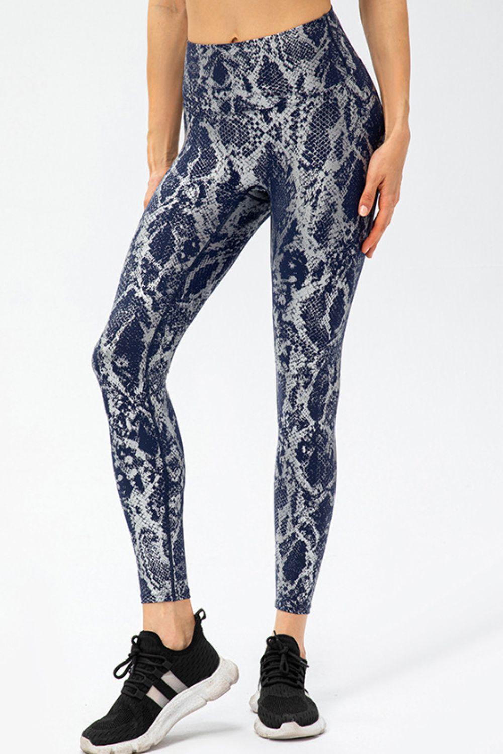 Animal Print Slim Fit Wide Waistband Long Sports Pants - Admiresty