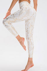 Animal Print Slim Fit Wide Waistband Long Sports Pants - Admiresty