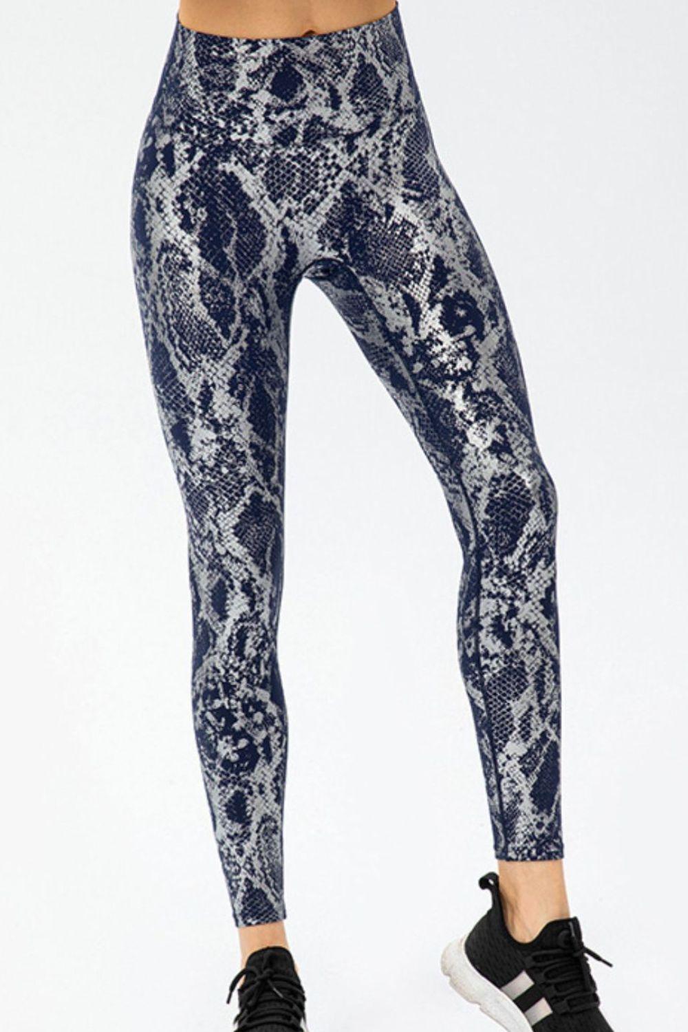 Animal Print Slim Fit Wide Waistband Long Sports Pants - Admiresty