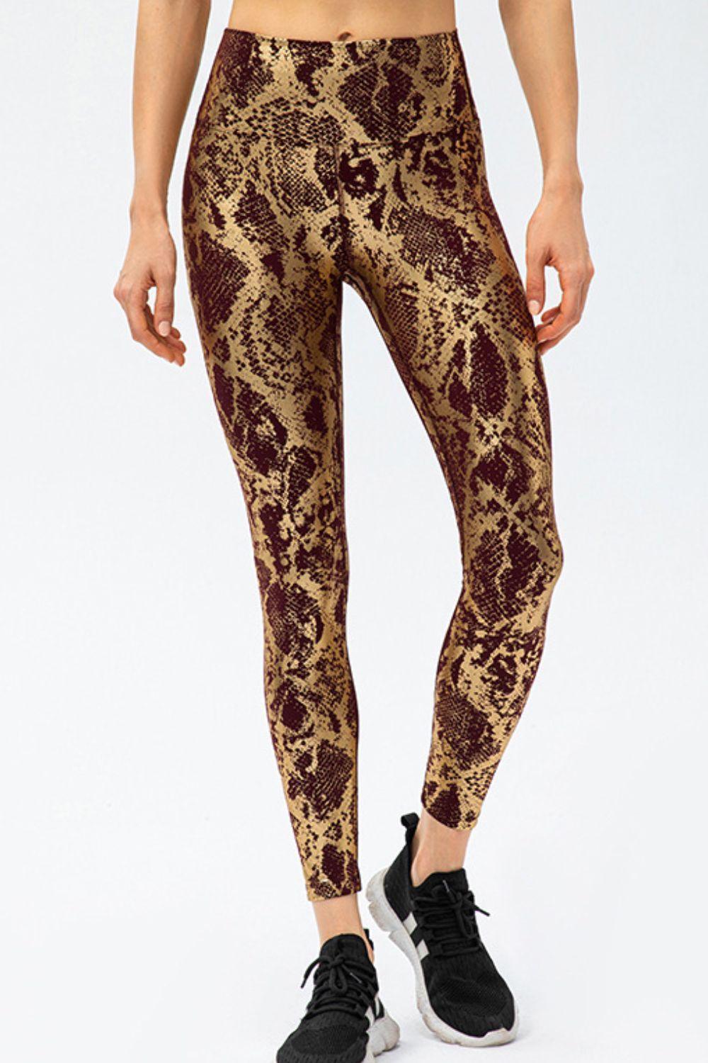 Animal Print Slim Fit Wide Waistband Long Sports Pants - Admiresty