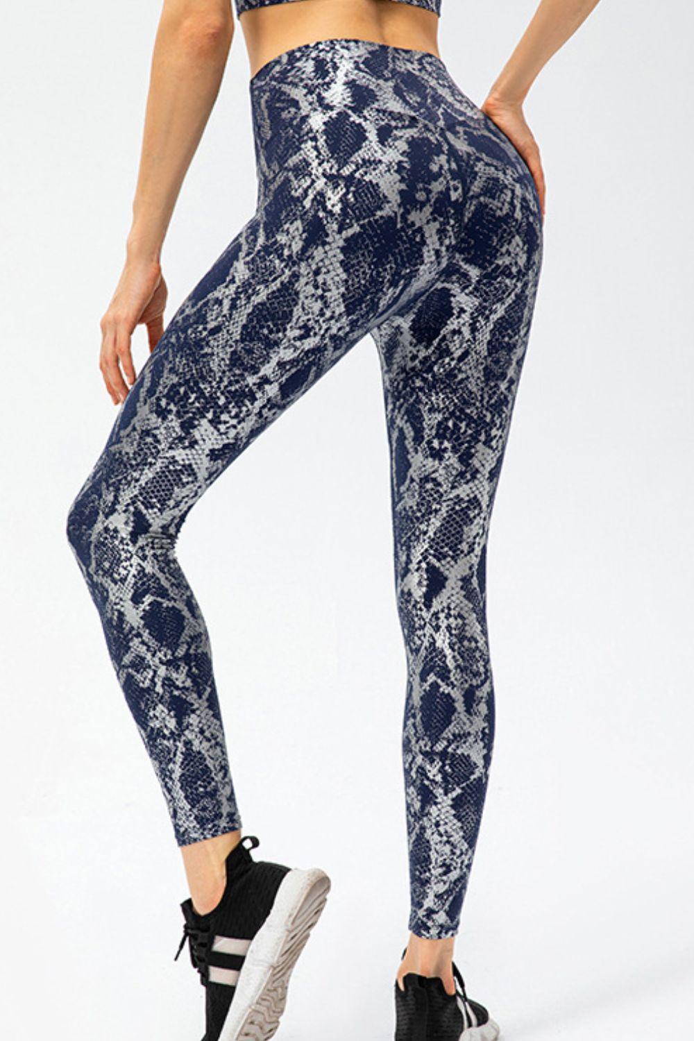 Animal Print Slim Fit Wide Waistband Long Sports Pants - Admiresty