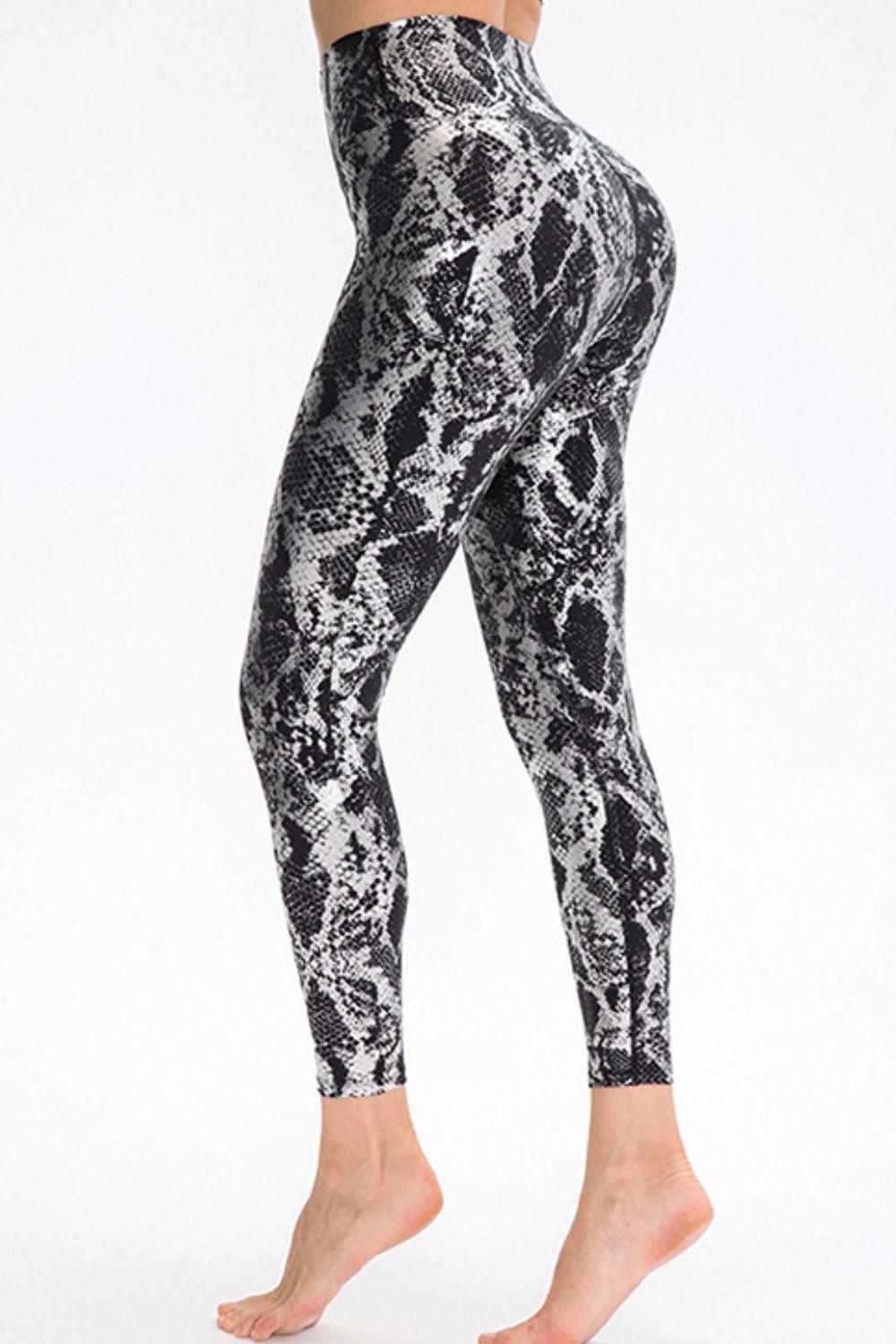 Animal Print Slim Fit Wide Waistband Long Sports Pants - Admiresty