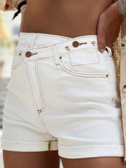 Asymmetrical Waist Denim Shorts - Admiresty