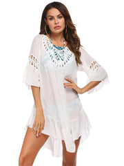 Backless Cutout Three - Quarter Sleeve Cover Up - Admiresty