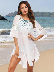 Backless Cutout Three - Quarter Sleeve Cover Up - Admiresty