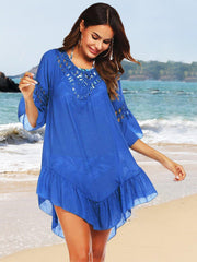 Backless Cutout Three - Quarter Sleeve Cover Up - Admiresty