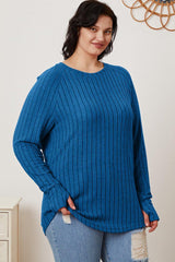Basic Bae Full Size Ribbed Thumbhole Sleeve T - Shirt - Admiresty