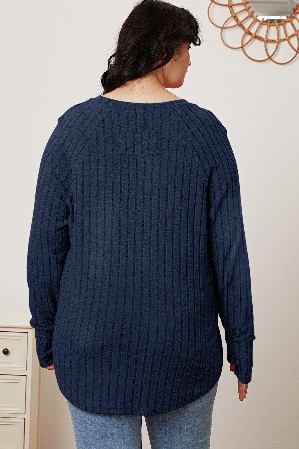 Basic Bae Full Size Ribbed Thumbhole Sleeve T - Shirt - Admiresty