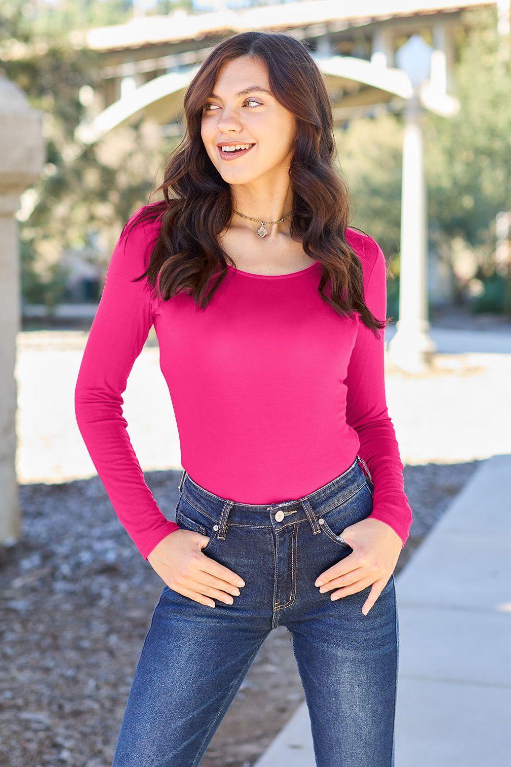 Basic Bae Full Size Round Neck Long Sleeve Bodysuit - Admiresty