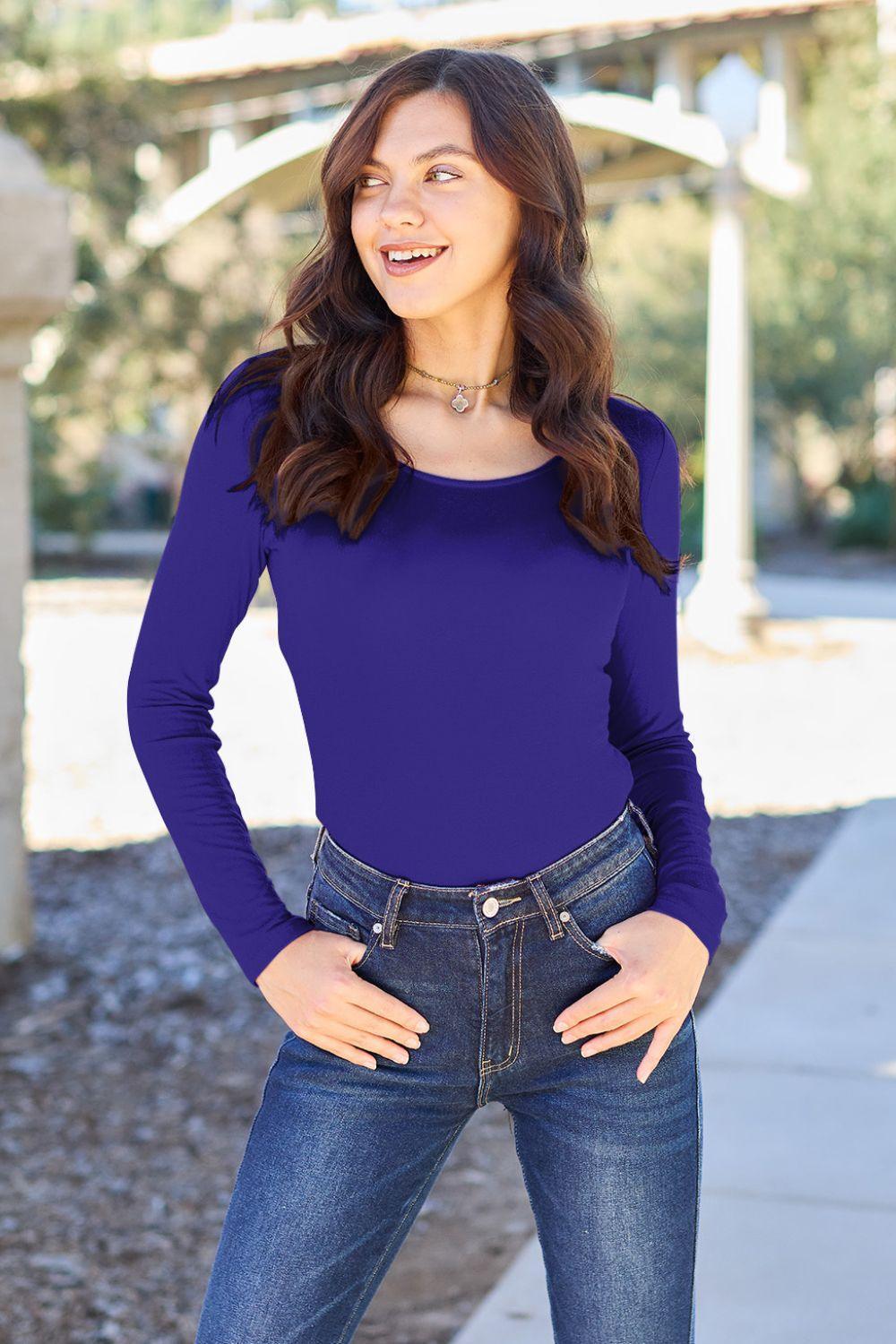 Basic Bae Full Size Round Neck Long Sleeve Bodysuit - Admiresty