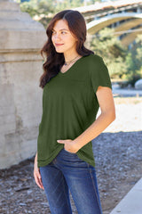 Basic Bae Full Size V - Neck Short Sleeve T - Shirt - Admiresty