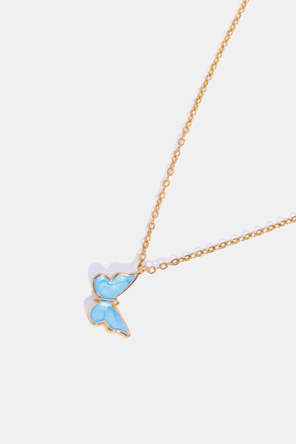 Butterfly Pendant Copper 14K Gold - Plated Necklace - Admiresty