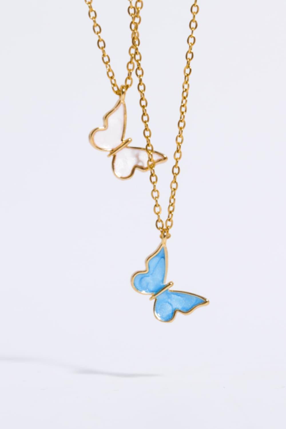 Butterfly Pendant Copper 14K Gold - Plated Necklace - Admiresty
