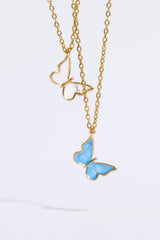 Butterfly Pendant Copper 14K Gold - Plated Necklace - Admiresty