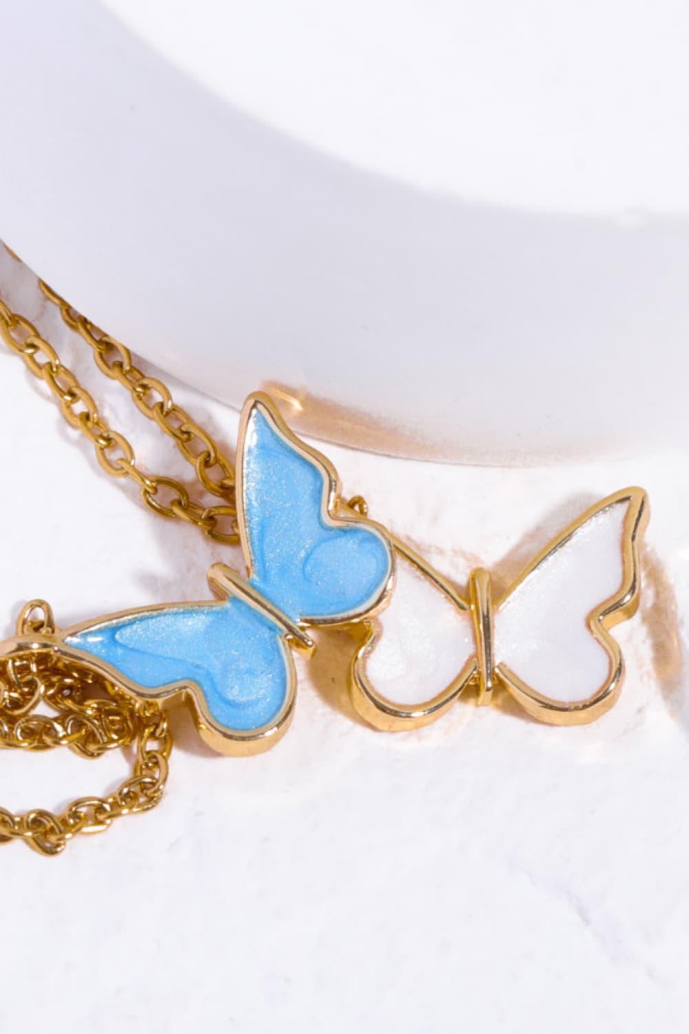 Butterfly Pendant Copper 14K Gold - Plated Necklace - Admiresty