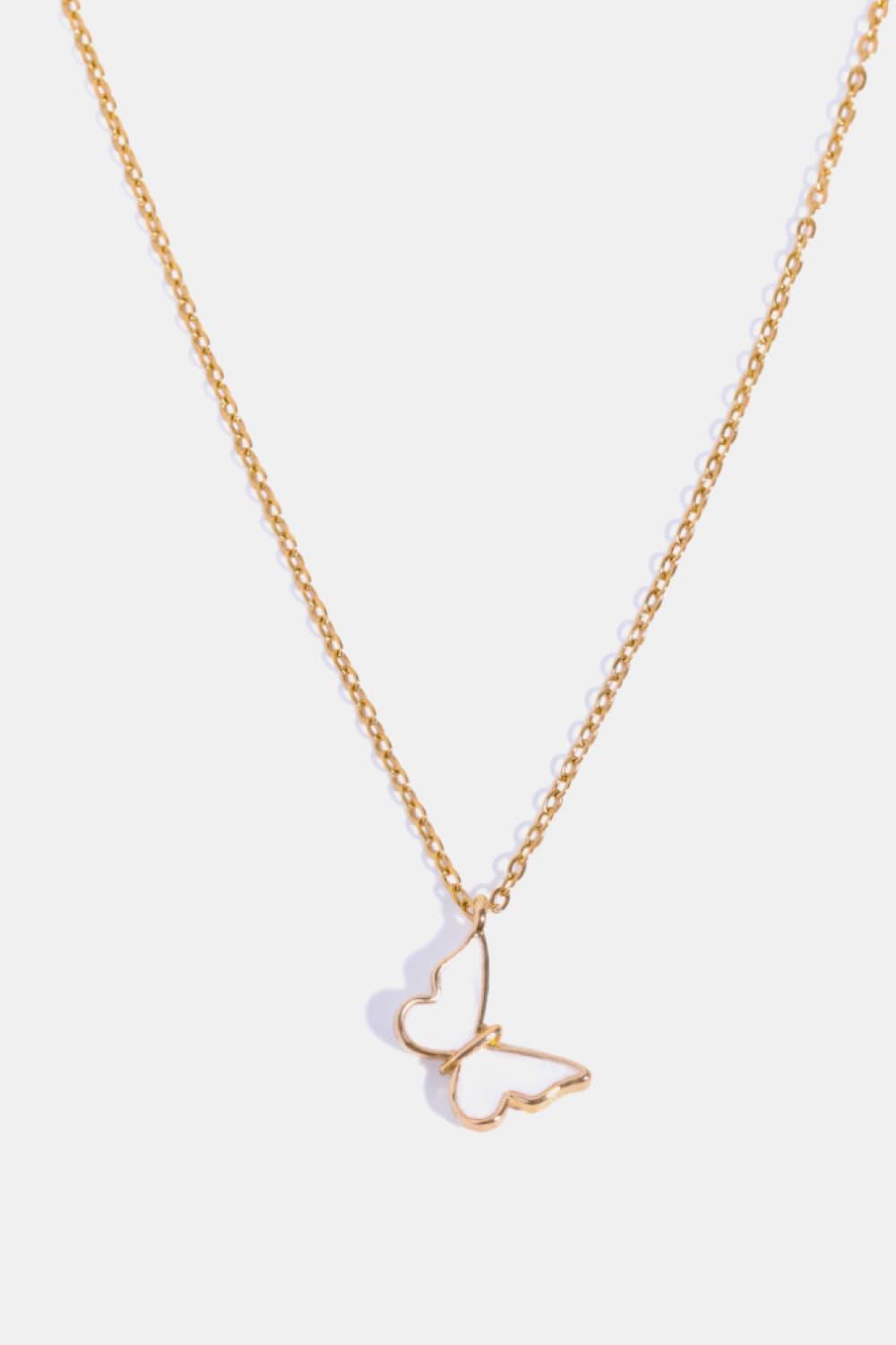 Butterfly Pendant Copper 14K Gold - Plated Necklace - Admiresty