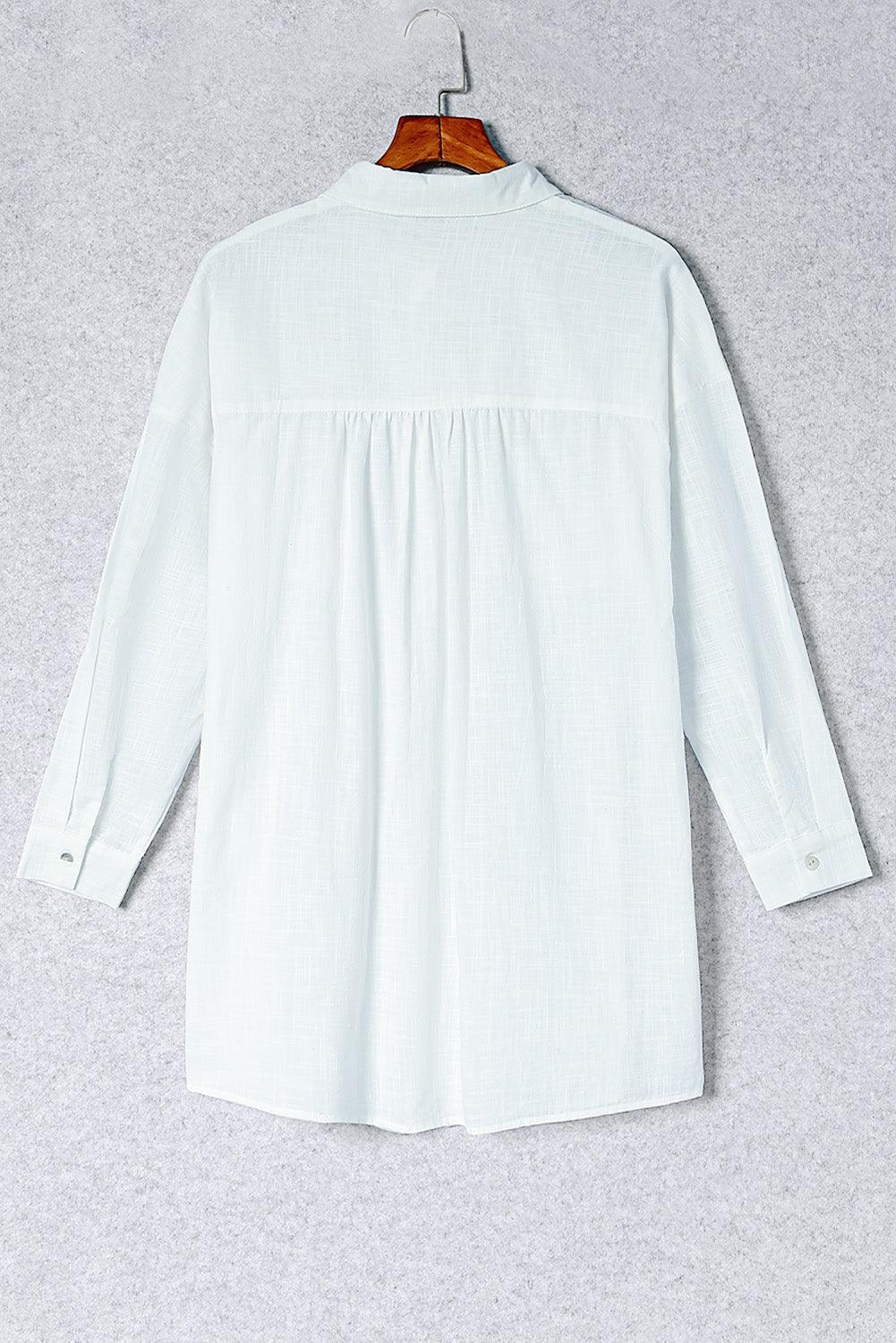 Button - Up Longline Shirt with Breast Pockets - Admiresty
