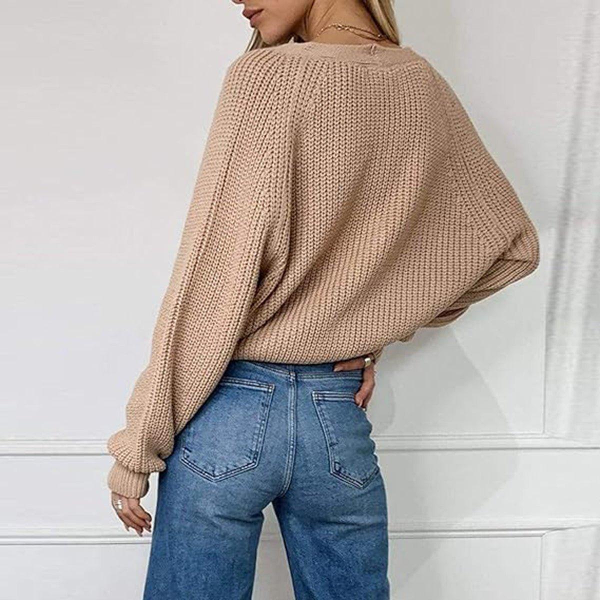 Button Up V - Neck Long Sleeve Cardigan - Admiresty