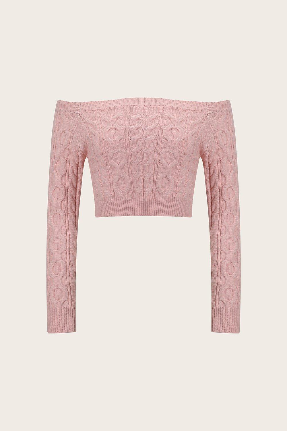 Cable - Knit Off - Shoulder Long Sleeve Sweater - Admiresty