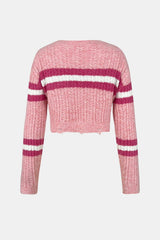 Cable - Knit Striped Dropped Shoulder Sweater - Admiresty