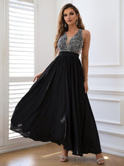 Contrast Sequin Sleeveless Maxi Dress - Admiresty