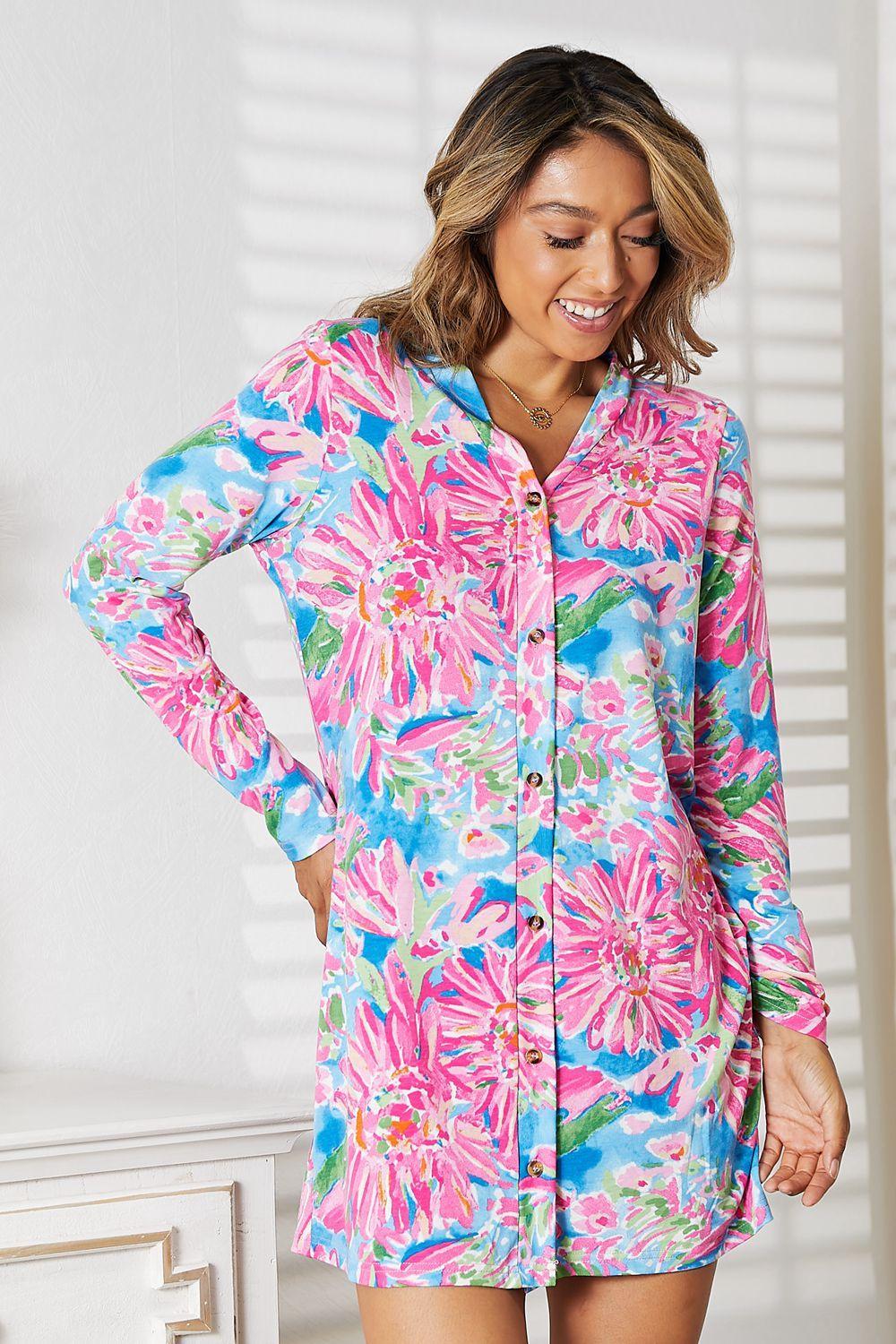 Double Take Floral Open Front Long Sleeve Cardigan - Admiresty